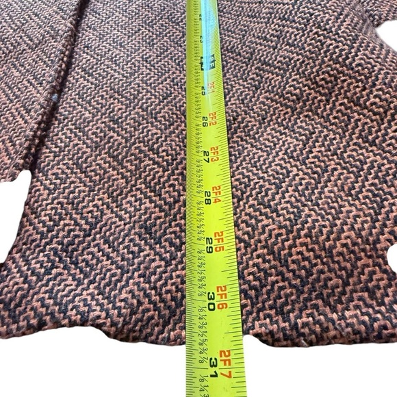 A81-Brown & Orange herringbone wool blend peacoat with 2 pockets & buttons - Picture 5 of 8